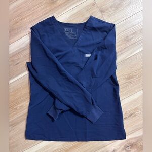 Navy Blue Long Sleeve Scrub Top
